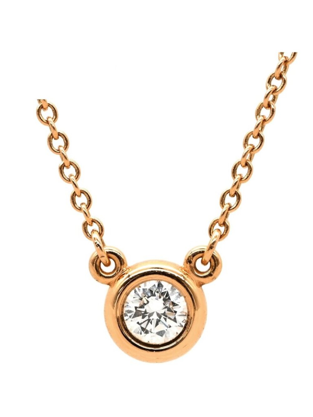 Tiffany & Co Necklace by the Yard Single Diamond Pink Gold T& Peretti 750 Rose
